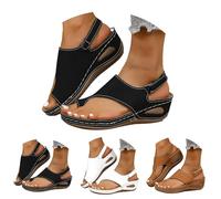 Sandali con Scratch regolabili, Infradito con Tacchi a Zeppa, Scarpe a Punta Aperta, Ciabatte Casual Leggere, Pantofole comode e morbide, comode, marrone, 35 EU