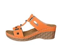 Sandali con supporto per arco plantare da donna in pelle zeppa Slides Piattaforma Pianura Fibbie in metallo Slide Cut Out Slide Traspirante Sandali estivi da spiaggia Casual Vacanza Sandalo Comodo