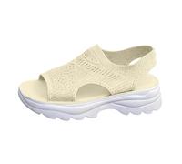 Sandali con tacco a blocco, da donna, eleganti, lavorati a maglia, con ciottoli, comode scarpe sportive con suola spessa, scarpe estive, scarpe basse da donna, giallo., 39 EU