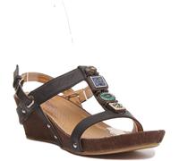 Sandali Con Tacco A Cuneo Aperto Per Donne In Nero Taglia UK 2-8