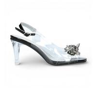 Sandali con tacco a spillo affusolato e cinturino alla caviglia, modello Mira 01, da donna, trasparenti, modello Cinderella, di Laura Vita