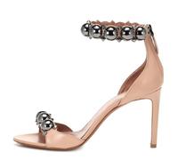 Sandali con Tacco a Spillo Borchie e Pompon Carini da Donna Alla Moda con Punta Aperta e Cinturino Alla Caviglia Grandi Dimensioni Tacchi Alti, Sexy Scarpe Sera Formali Ballo,Multi color,43 EU