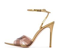 Sandali con Tacco a Spillo con Cinturino alla Caviglia e Punta a Punta per Donna - Tacchi Traspiranti per Matrimonio Estivo e Serate, Ideali per Matrimonio e Vacanze,d'oro,35 EU