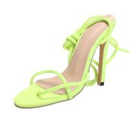 Sandali con tacco a spillo da donna con cinturino e lacci alla caviglia, sandali con tacco alto a punta aperta, comode calzature alla moda per serate, feste, club, matrimoni, ospiti, Giallo, 40 EU