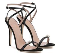 Sandali con Tacco a Spillo e Cinturino Alla Caviglia da Donna,Scarpe Estive con Tacchi Alti e Cinturino a Punta Tonda Scarpe Eleganti e Comode Sexy per Balli di Fine Anno,38 EU