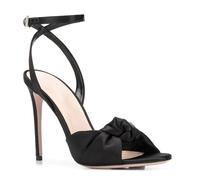 Sandali con Tacco a Spillo e Fiocco da Donna, Sandali con Tacco Alto Alla Moda con Punta Aperta e Cinturino Alla Caviglia Eleganti e Sexy Scarpe da Ballo per Feste e Serate,Nero,44 EU