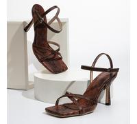 Sandali con tacco a spillo e sottili cinturini in pelle di serpente, adatti per la primavera/estate EUR35,EUR36,EUR37,EUR38,EUR39,EUR40,EUR41,EUR42Colore unico