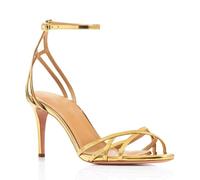 Sandali con Tacco Alto alla Moda con Lacci e Cinturini per Donna, Sandali Eleganti con Tacco a Spillo, Eleganti Sandali con Punta Aperta e Cintura con Una Parola Scarpe Ballo,d'oro,34 EU