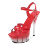 Sandali con Tacco Alto da Donna | Décolleté da Sera con Cinturino alla Caviglia per Serate in Discoteca, Matrimoni, Feste di Ritorno a casa | Comodi e alla Moda, Un Must Have,Rosso,34 EU