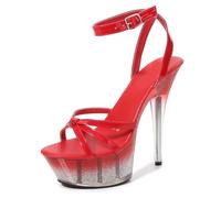 Sandali con Tacco Alto da Donna | Décolleté da Sera con Cinturino alla Caviglia per Serate in Discoteca, Matrimoni, Feste di Ritorno a casa | Comodi e alla Moda, Un Must Have,Rosso,36 EU