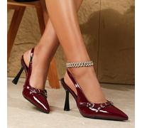 Sandali con tacco alto da donna per l'autunno/inverno, con punta affusolata e chiusa, tacco a rocchetto, scarpe eleganti da cerimonia per San Valentino EUR36,EUR37,EUR38,EUR39,EUR40,EUR41,EUR42