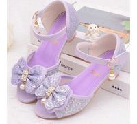 Sandali con tacco alto da principessa per bambini, sandali con fiocco, scarpe da sera viola, scarpe con brillantini per ragazze EUR34,EUR35,EUR36,EUR37,EUR38,EUR26,EUR27,EUR28,EUR29,EUR30,EUR31,EUR32,