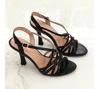 Sandali con tacco alto e punta aperta con lacci, eleganti e retrò, essenziali per le feste estive delle donne Fai un salto nel vuoto con questi sofisticati sandali con cinturino e cinturino posteriore