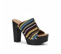 Sandali con Tacco di Sughero per Donna Piattaforma Chunky Tacco Mule Slides | Donna Peep Toe Mule Sandali Summer Slip Su Pantofole con Tacco Alto Causal Spiaggia Scivoli