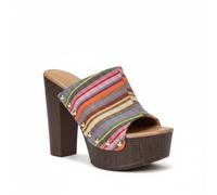 Sandali con Tacco di Sughero per Donna Piattaforma Chunky Tacco Mule Slides | Donna Peep Toe Mule Sandali Summer Slip Su Pantofole con Tacco Alto Causal Spiaggia Scivoli