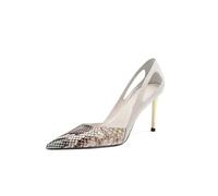 Sandali con tacco donna A punta Scarpe col tacco a serpente Décolleté Punta chiusa Tacco a spillo Sexy Scavatura laterale Traspiranti Scarpe estive Per pendolarismo, lavoro, lavoro, cena(White 10cm,35