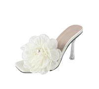 Sandali con Tacco e Punta Quadrata da Donna con Decorazione Floreale