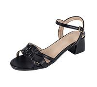 Sandali Con Tacco Scarpe Donna Eleganti Comode Primavera Estiva e Buckle Sandals Punta Media Scarpe a Penna Heel Slim Heel Women's Sandali Donna Chiusi Davanti Tacco Largo (Black 40)