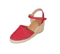 Sandali con zeppa a punta chiusa in rete da donna, estivi, casual, traspiranti, ortopedici, con supporto per arco plantare, con cinturino alla caviglia regolabile, comodi sandali retrò con plateau