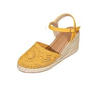 Sandali con zeppa a punta chiusa in rete da donna, estivi, casual, traspiranti, ortopedici, con supporto per arco plantare, con cinturino alla caviglia regolabile, comodi sandali retrò con plateau