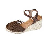 Sandali con zeppa a punta chiusa in rete da donna, estivi, casual, traspiranti, ortopedici, con supporto per arco plantare, con cinturino alla caviglia regolabile, comodi sandali retrò con plateau