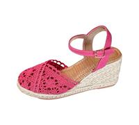 Sandali con zeppa a punta chiusa in rete da donna, estivi, casual, traspiranti, ortopedici, con supporto per arco plantare, con cinturino alla caviglia regolabile, comodi sandali retrò con plateau