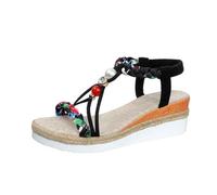 Sandali con zeppa alla moda con plateau per le donne 2026 estate spiaggia carino elegante punta rotonda primavera peep toe Y2K Boho perline Comfort Falt Comfy Western Summer 2026, Nero , 37 EU