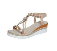 Sandali con zeppa alla moda con plateau per le donne 2026 estate spiaggia carino elegante punta rotonda primavera peep toe Y2K Boho perline Comfort Falt Comfy Western Summer 2026, Beige, 37.5 EU