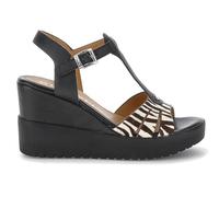 Sandali con zeppa alta Stonefly ELY 24 223700 neri in pelle con stampa animale - Donna, Nero , 36 EU
