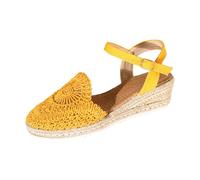 Sandali con zeppa bassa da donna, vestibilità larga, colore rosso, sandali a punta chiusa per le donne taglia 6, sandali all'uncinetto, scarpe con suola spessa espadrillas, scarpe estive sexy eleganti