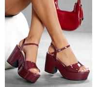 Sandali con zeppa con cinturino alla caviglia regolabile in pelle sintetica, scarpe casual dal fondo spesso, comode, adatte per l lavoro, appuntamenti, feste, matrimoni, San Valentino EUR36,EUR37,EUR3