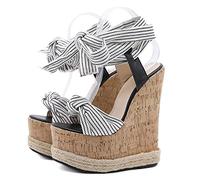 Sandali con Zeppa con Plateau Bianco Solido Estivo da 17 Cm Sandali con Tacco Alto da Donna con Cinturino alla Caviglia Scarpe Aperte da Donna,Bianca,39 EU