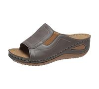 Sandali con Zeppa con Plateau da Donna Ciabatte Ortopediche Antiscivolo Pantofole con Punta Aperta Scarpe da Passeggio da Spiaggia Comode in Ecopelle,Grigio,US8/EU39