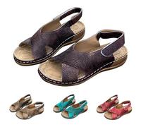 Sandali con zeppa da donna casual, sandali piatti da donna con fibbia regolabile Criss Cross Strap traspirante Open Toe Slingback Sandalo antiscivolo comodo plantare elegante scarpe estive per esterno