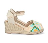 Sandali con Zeppa da Donna, Comodi, Foderati in Juta, a Punta Chiusa con Stampa e Chiusura con Fibbia, Collezione Primavera Estate 2023 Beige Talla 39