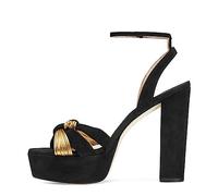 Sandali con Zeppa da Donna con Cinturino alla Caviglia Taglie Forti - Scarpe da Testimone per Matrimoni, Vacanze e Vacanze Estive,Nero,36 EU