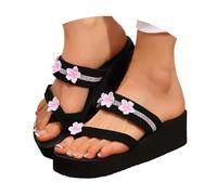 Sandali con zeppa da donna con piattaforma e top per le vacanze, l'estate, la spiaggia, casual sandali bassi leggeri per camminare nabuk tacco a zeppa traspirante per estate indiana, Rosa, 40.5 EU