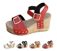 Sandali con zeppa da donna con plateau, sandali con ampia fibbia, eleganti e confortevoli, sandali da spiaggia con plantare morbido, scarpe estive in stile street style, per spiaggia, vacanze e vita