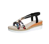 Sandali con zeppa da donna, con zeppa, a forma di nudo e a T-Strap elegante, con punta aperta, comode scarpe da donna, stile boemia, per tempo libero, sandali antiscivolo e leggeri, Nero , 41 EU