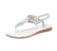 Sandali con zeppa da donna Decor Slingback Zeppe Elastico Cinturino alla Caviglia Casual Scarpe da spiaggia Perizoma, bianco, 39 EU