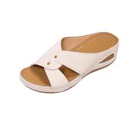 Sandali con zeppa da donna, estivi, scarpe ortopediche antiscivolo, traspiranti e nudi, punta aperta e piattaforma elegante, sandali semi-trailer, ideali per le vacanze al mare, bianco, 37 EU