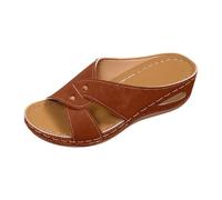 Sandali con zeppa da donna, estivi, scarpe ortopediche antiscivolo, traspiranti e nudi, punta aperta e piattaforma elegante, sandali semi-trailer, ideali per le vacanze al mare, marrone, 38 EU