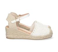 Sandali con Zeppa da Donna, Foderati in Juta, con Tomaia in Rafia e Chiusura con Fibbia, Collezione Primavera/Estate 2023. Bianco Talla 37