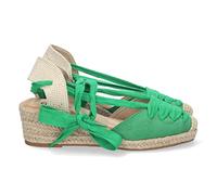 Sandali con Zeppa da Donna, Foderati in Juta, Punta Chiusa, in Rafia e con Lacci, Collezione Primavera/Estate 2023 Verde Talla 38