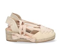 Sandali con Zeppa da Donna, Foderati in Juta, Punta Chiusa, in Rafia e con Lacci, Collezione Primavera/Estate 2023 Beige Talla 36