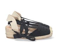 Sandali con Zeppa da Donna, Foderati in Juta, Punta Chiusa, in Rafia e con Lacci, Collezione Primavera/Estate 2023 Nero Talla 38
