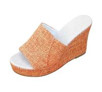 Sandali con zeppa da donna in tela tinta unita diapositive casual con plateau alla moda impermeabile Slide Wide Fit Open Toe Slide Open Toe Sandalo da lavoro all'aperto sandali estivi da spiaggia
