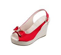 Sandali con zeppa da donna larghi - Sandali con plateau da donna taglia 6 elegante sandalo a bocca di pesce fiocco scarpe romane regolabili in altezza sandalo con cinturino posteriore cuscino