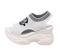 Sandali con zeppa da donna Piattaforma | Punta aperta con tomaia in mesh con motivo rosa, ritagli laterali, suola spessa sportiva, linea casual per città, passeggiate e tempo libero | Primavera Estate