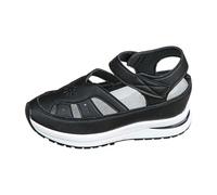 Sandali con zeppa da donna, punta chiusa in pelle, tomaia traforata, stile romano, con cinturino alla caviglia, regolabile, di grandi dimensioni, suola spessa con zeppa per primavera, estate